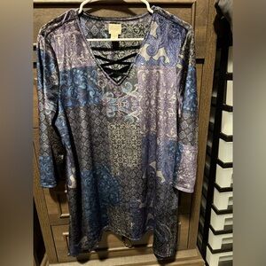 Chico's Multicolor Patchwork Top size 2